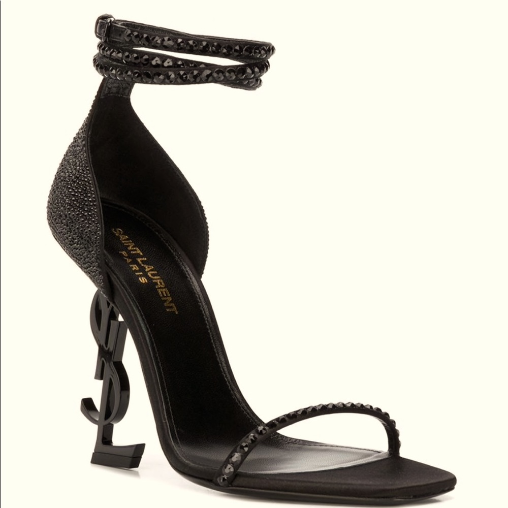 YSL OPYUM HEELS BLACK CRYSTALS SAINT LAURENT